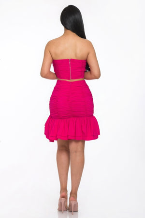 - Ruffle Ruched Women's Mini Skirt Set - womens skirt set at TFC&H Co.