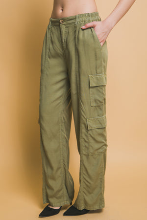 - Full-length Women's Tencel Pants With Cargo Pockets - womens pants at TFC&H Co.