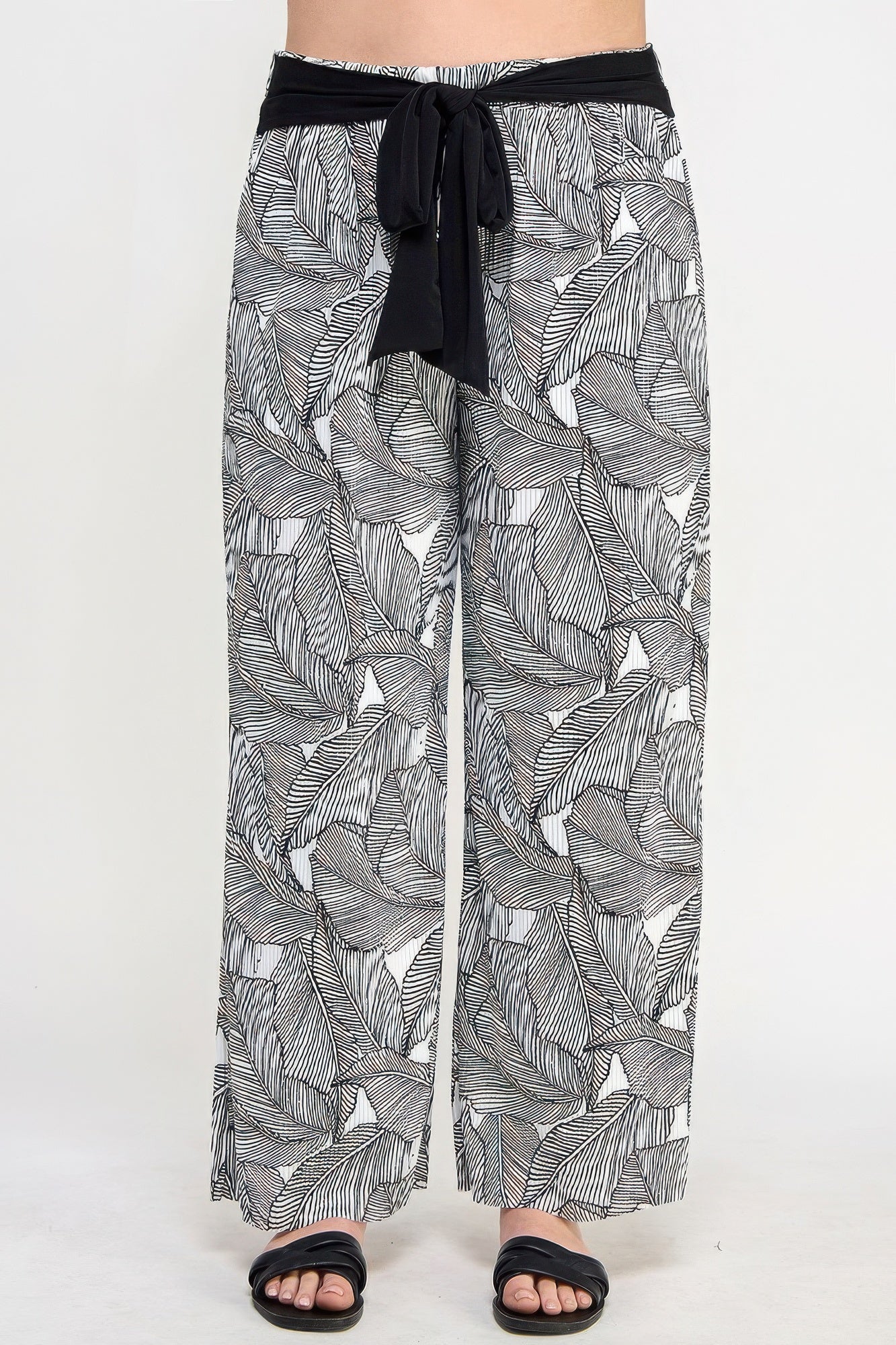 Palm print wide leg trousers best sale