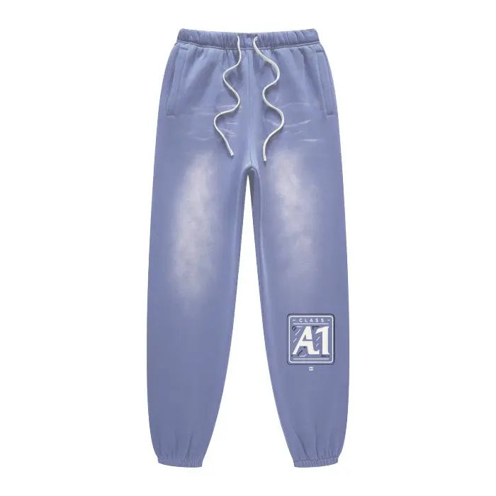 Denim Blue - ClassA1 (Denim Blue)Streetwear Unisex Monkey Washed Dyed Fleece Joggers - Unisex Joggers at TFC&H Co.