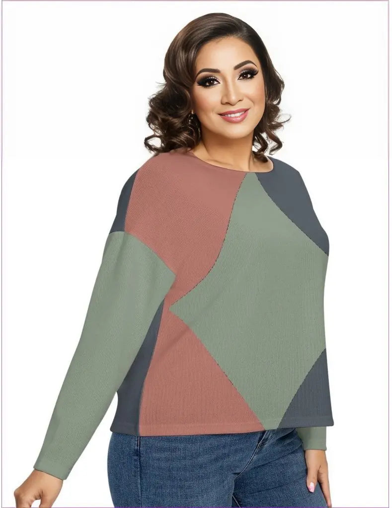 - Eclectic Womens Drop-shoulder Imitation Knitted Sweater Voluptuous (+) Plus Size - womens sweater at TFC&H Co.