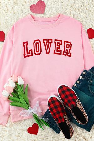 - LOVER Puff Print Drop Shoulder Pullover Sweatshirt - womens sweatshirt at TFC&H Co.