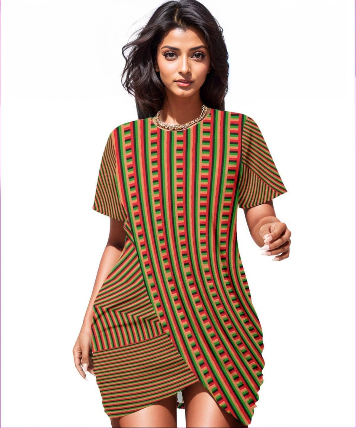 Striped Galore Women’s Stacked Hem Dress Voluptuous (+) Plus Size - women's dress at TFC&H Co.