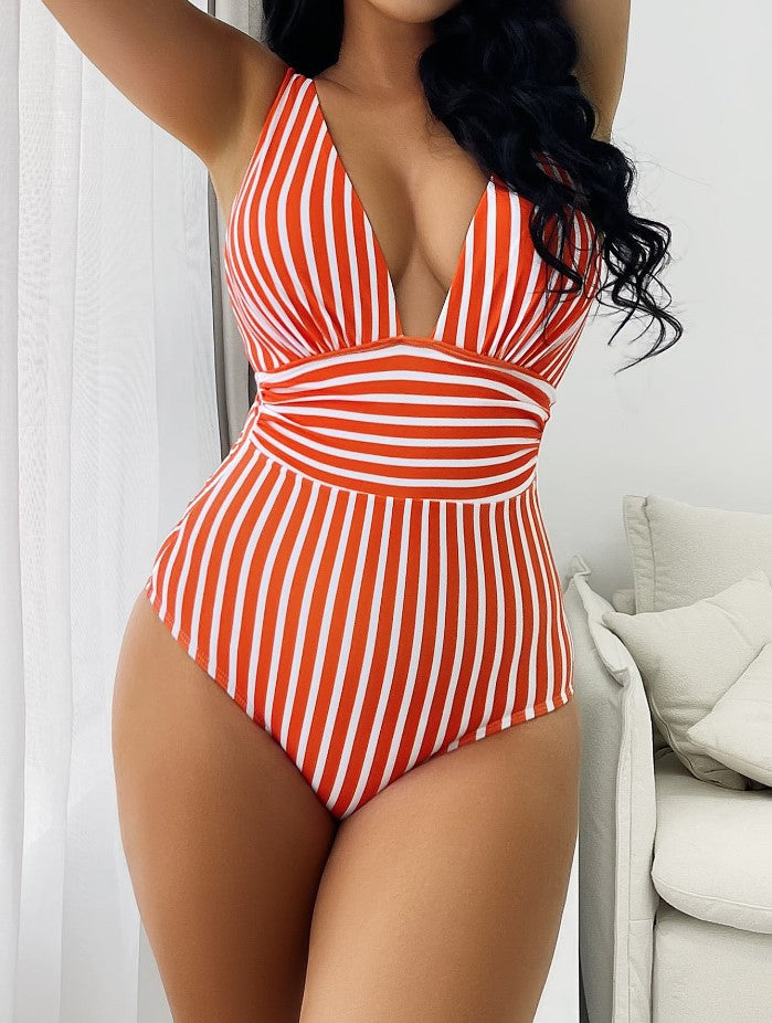 Orange Stripes - Sexy Stripes One-piece Swimsuit for Women - womens one piece swimsuit at TFC&H Co.