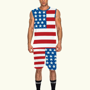 - USA Flag Men's Basketball Tracksuit - mens short set at TFC&H Co.