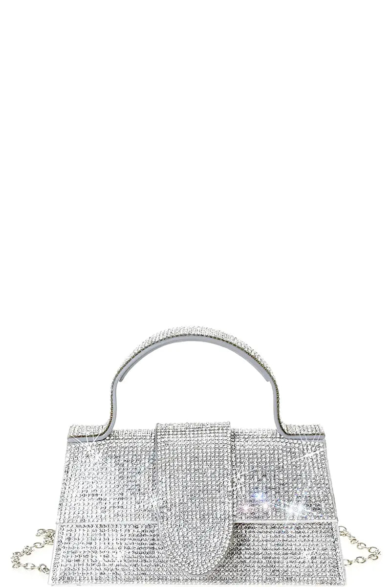 Silver - Rhinestone Allover Chic Design Handle Bag - 3 colors - handbag at TFC&H Co.