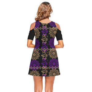 - Royal Hues Women's Cold Shoulder Dress | 100% Cotton - womens dress at TFC&H Co.
