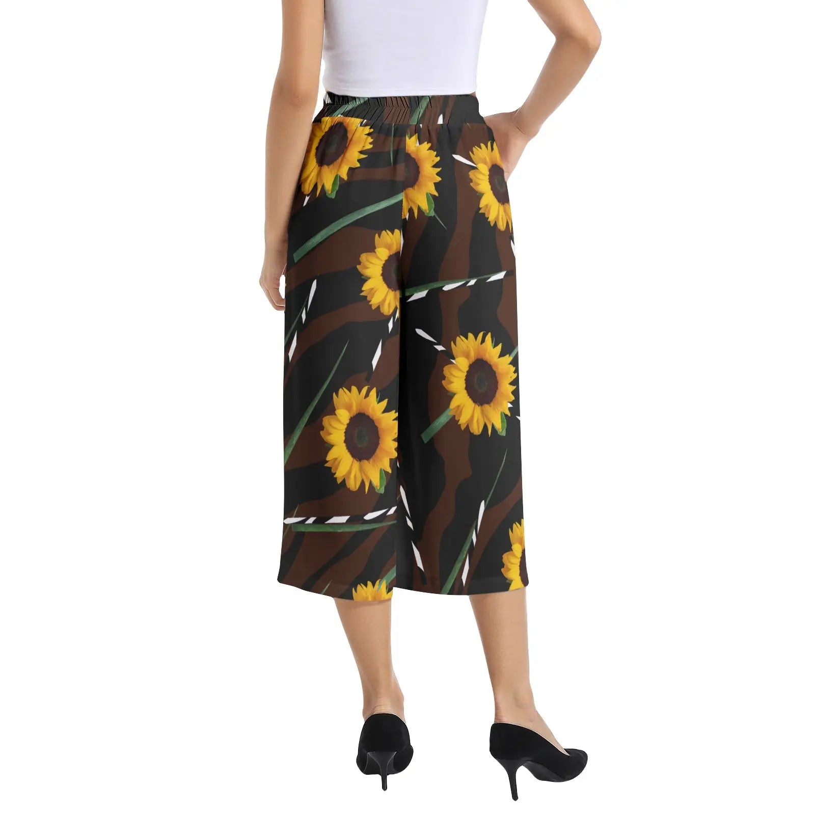- Sunflower Wild Elastic Waist Capris Wide Leg Pant - womens capri pants at TFC&H Co.
