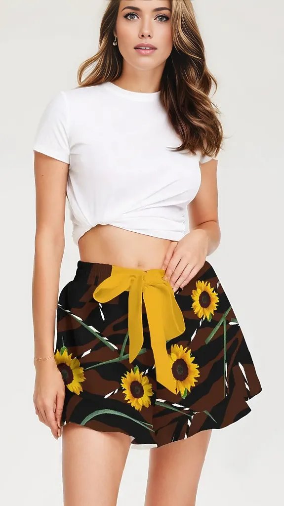 Multi-colored XS - Sunflower Wild Women's Ruffle Shorts - womens shorts at TFC&H Co.