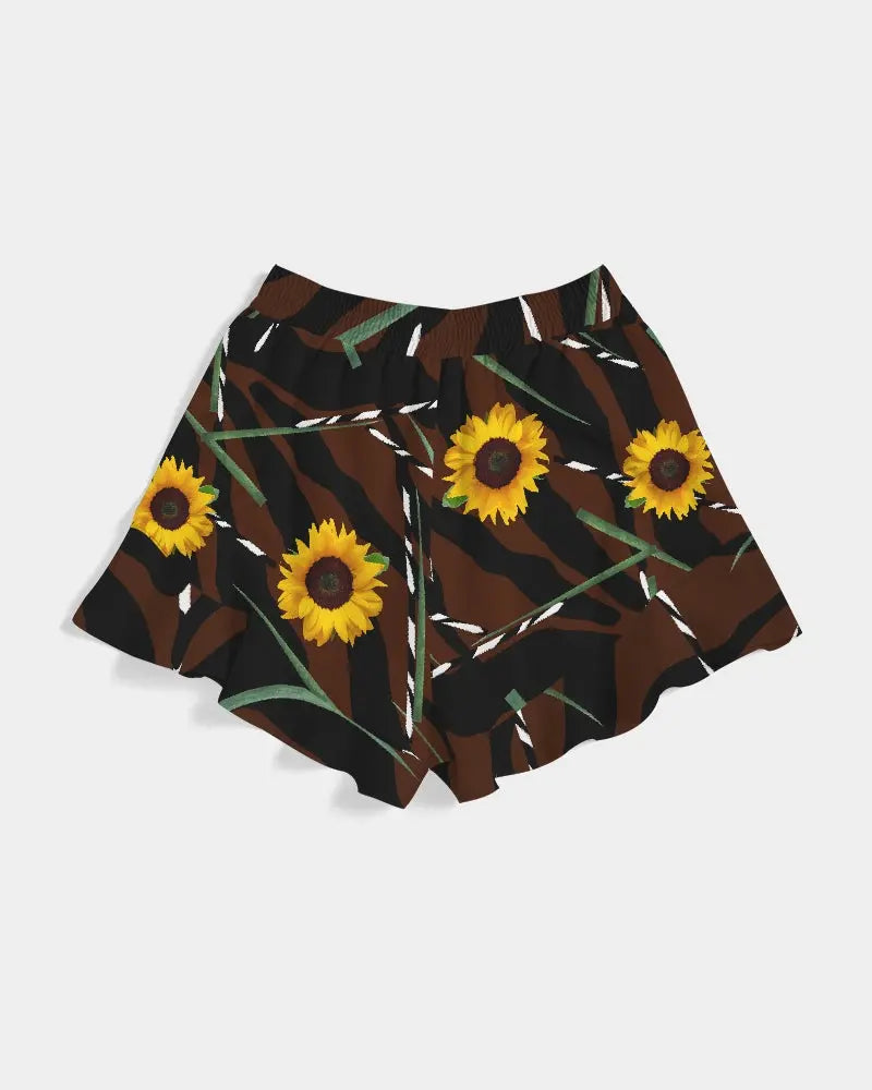- Sunflower Wild Women's Ruffle Shorts - womens shorts at TFC&H Co.