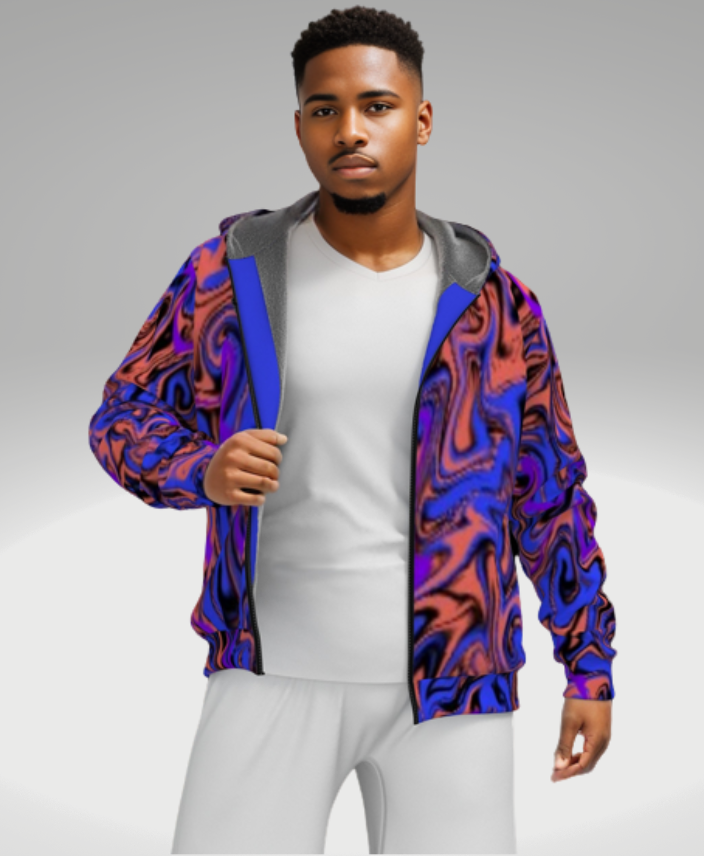 multi-colored Trip Men's Sherpa Fleece Zip Up Hoodie - men's sherpa hoodie at TFC&H Co.