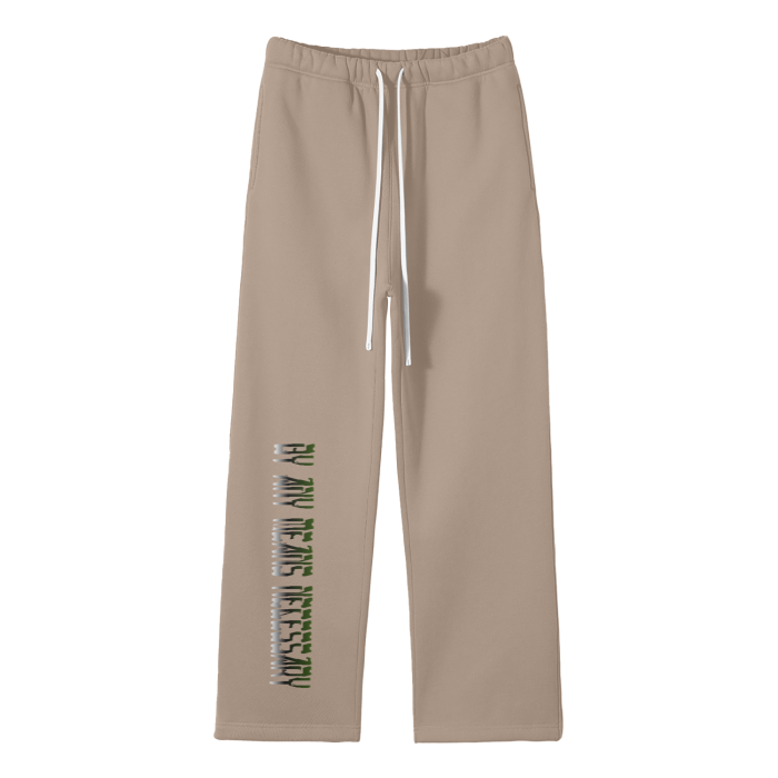 Gray Apricot - By Any Means Necessary - B.A.M.N Streetwear Unisex Solid Color Fleece Straight Leg Jogging Pants - unisex joggers at TFC&H Co.