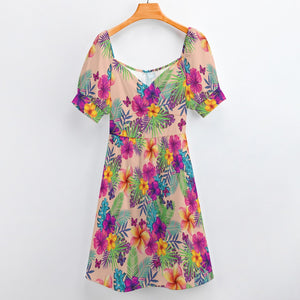 Peach - Tropical Floral Women's Sweetheart Dress - women's dress at TFC&H Co.