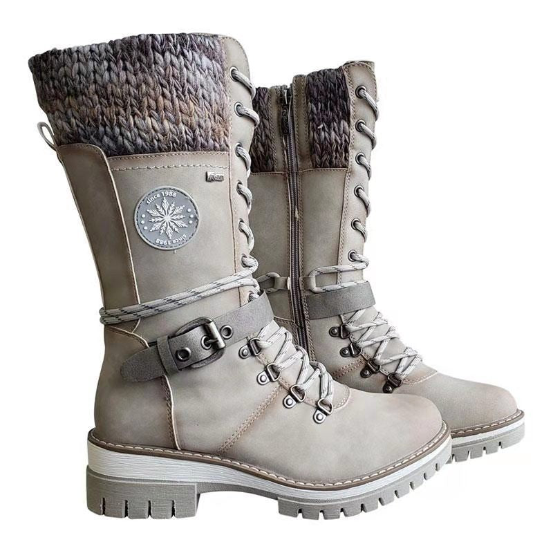 White - Winter High Square Heel Round Head Women's Martin Boots - 6 colors - womens boots at TFC&H Co.