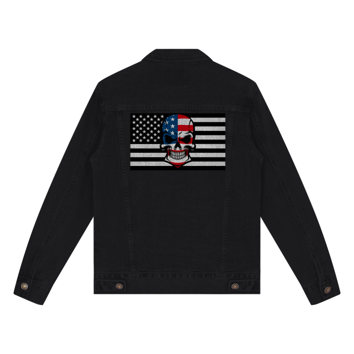 BLACK BEAUTY - Skull Flag Streetwear Classic Denim Jacket - mens denim jacket at TFC&H Co.