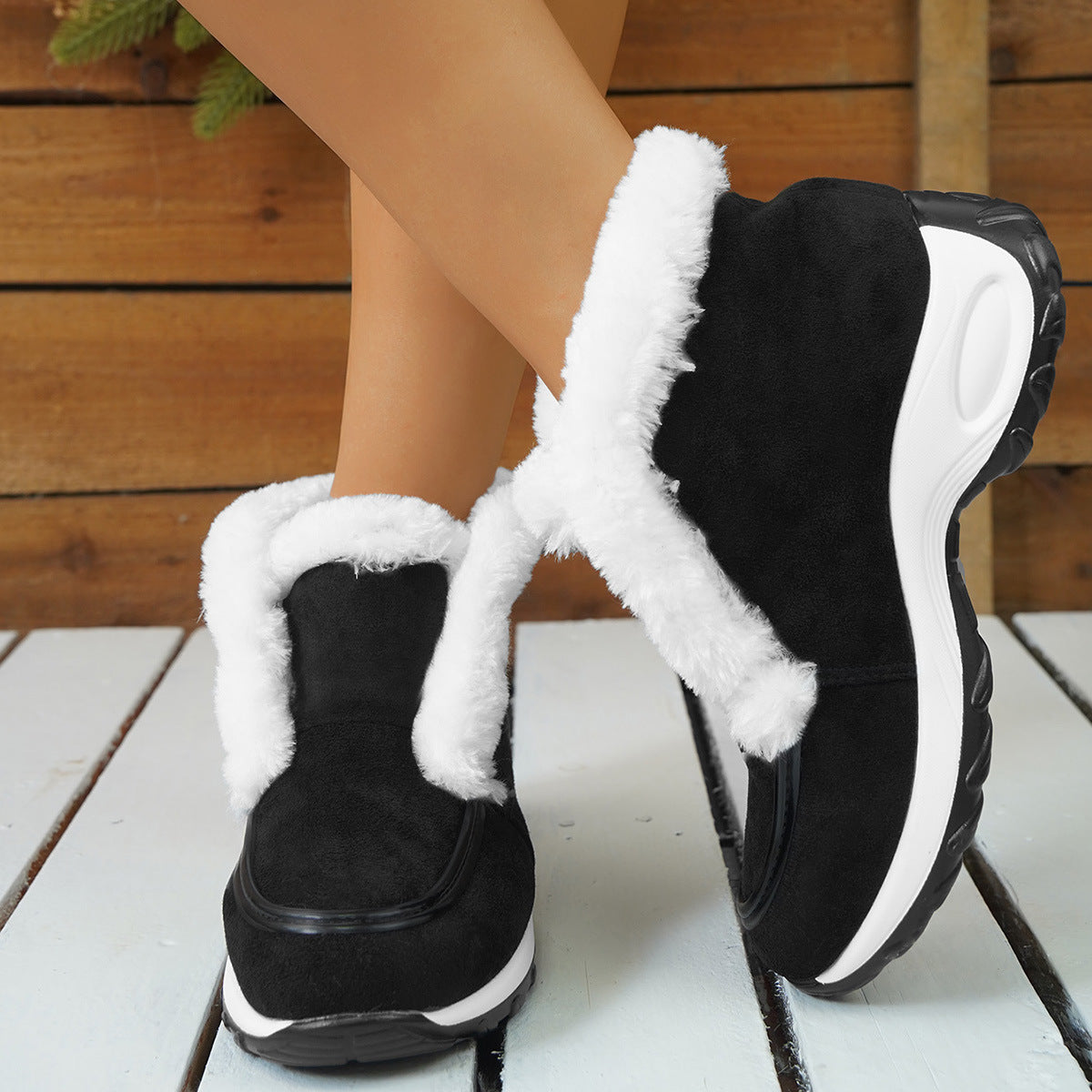 Black - Air-Cushion Sole Snow Boots - womens boot at TFC&H Co.