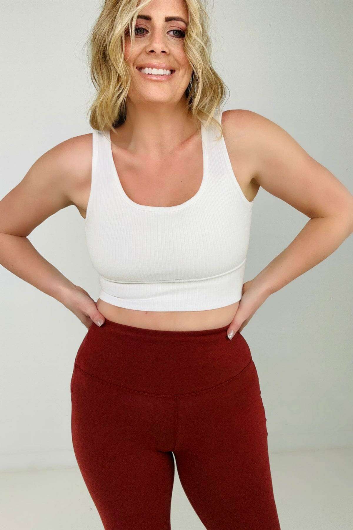 - "Alex" White Birch Sleeveless Ribbed Knit Bralette - Ships from The US - Tank Tops & Camis at TFC&H Co.