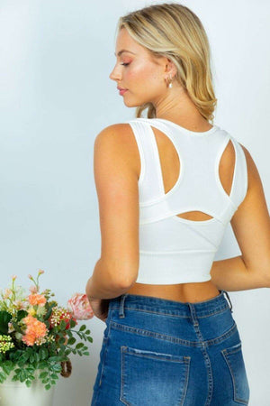 - "Alex" White Birch Sleeveless Ribbed Knit Bralette - Ships from The US - Tank Tops & Camis at TFC&H Co.
