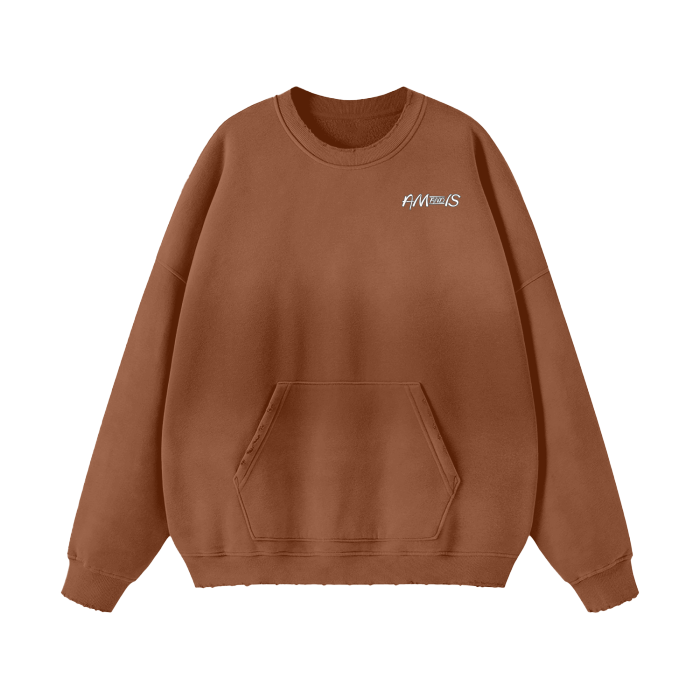 Brown - AM&IS Streetwear Unisex Gradient Washed Effect Pullover - unisex sweatshirts at TFC&H Co.