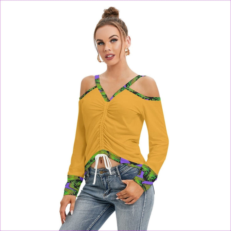 Asudem Women’s V-neck Cold Shoulder Blouse With Long Sleeve from the Women's T-shirts, Tops & Blouses Collection at TFC&H Co.