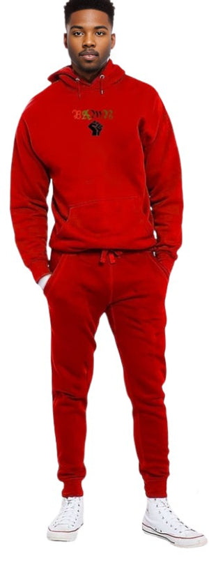 Red - B.A.M.N (By Any Means Necessary) 2 Unisex Hooded Sweatshirt Lounge Set - unisex jogging set at TFC&H Co.