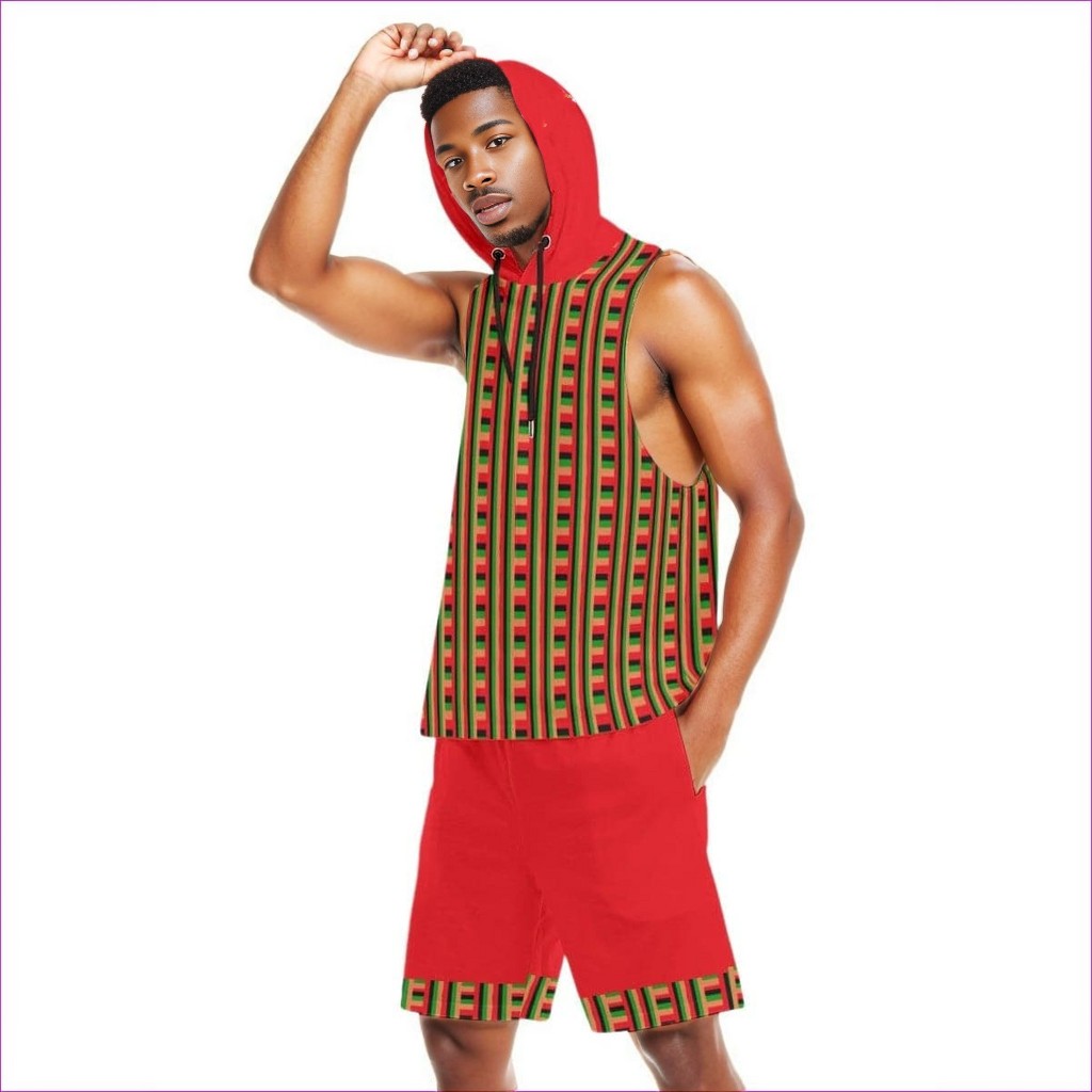 Striped Galore Men's Sleeveless Vest And Short Set - men's top & short set at TFC&H Co.