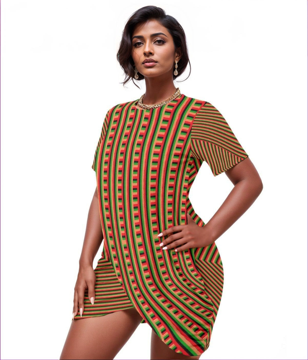Striped Galore Women’s Stacked Hem Dress Voluptuous (+) Plus Size - women's dress at TFC&H Co.