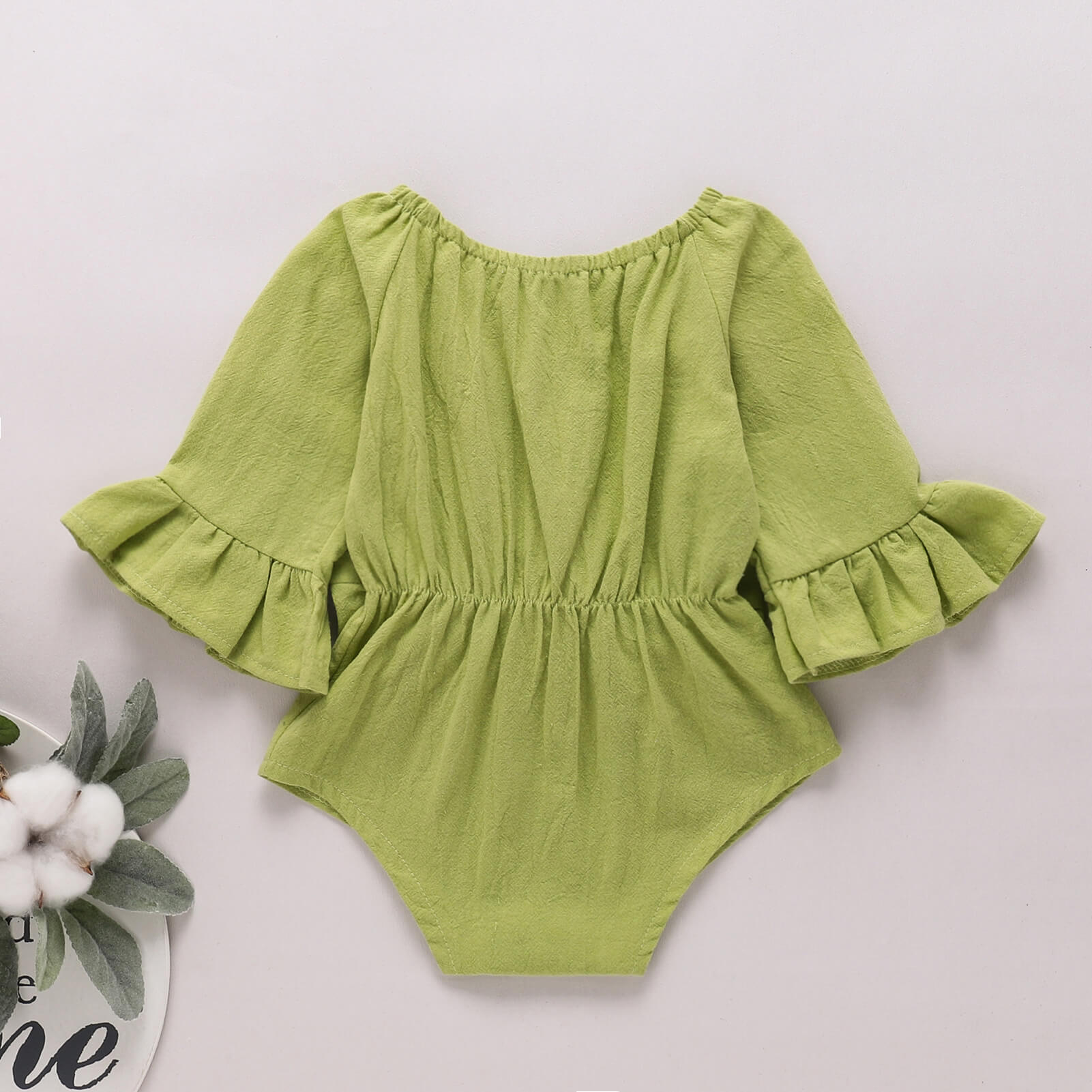 - Baby Girl Bow Detail Flounce Sleeve Bodysuit - infant onesie at TFC&H Co.