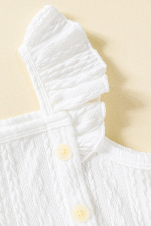 - Baby Girl Decorative Button Ruffle Shoulder Textured Dress - baby dress at TFC&H Co.
