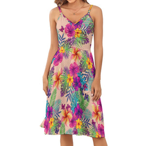 - Tropical Floral Long Women's Suspender Dress - womens dress at TFC&H Co.