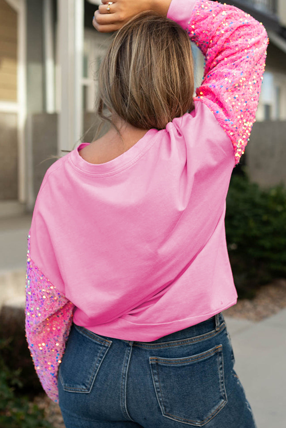 - Voluptuous (+) Plus Size Pink Sequin Sleeves Nutcracker Graphic Christmas Sweatshirt - womens sweatshirt at TFC&H Co.