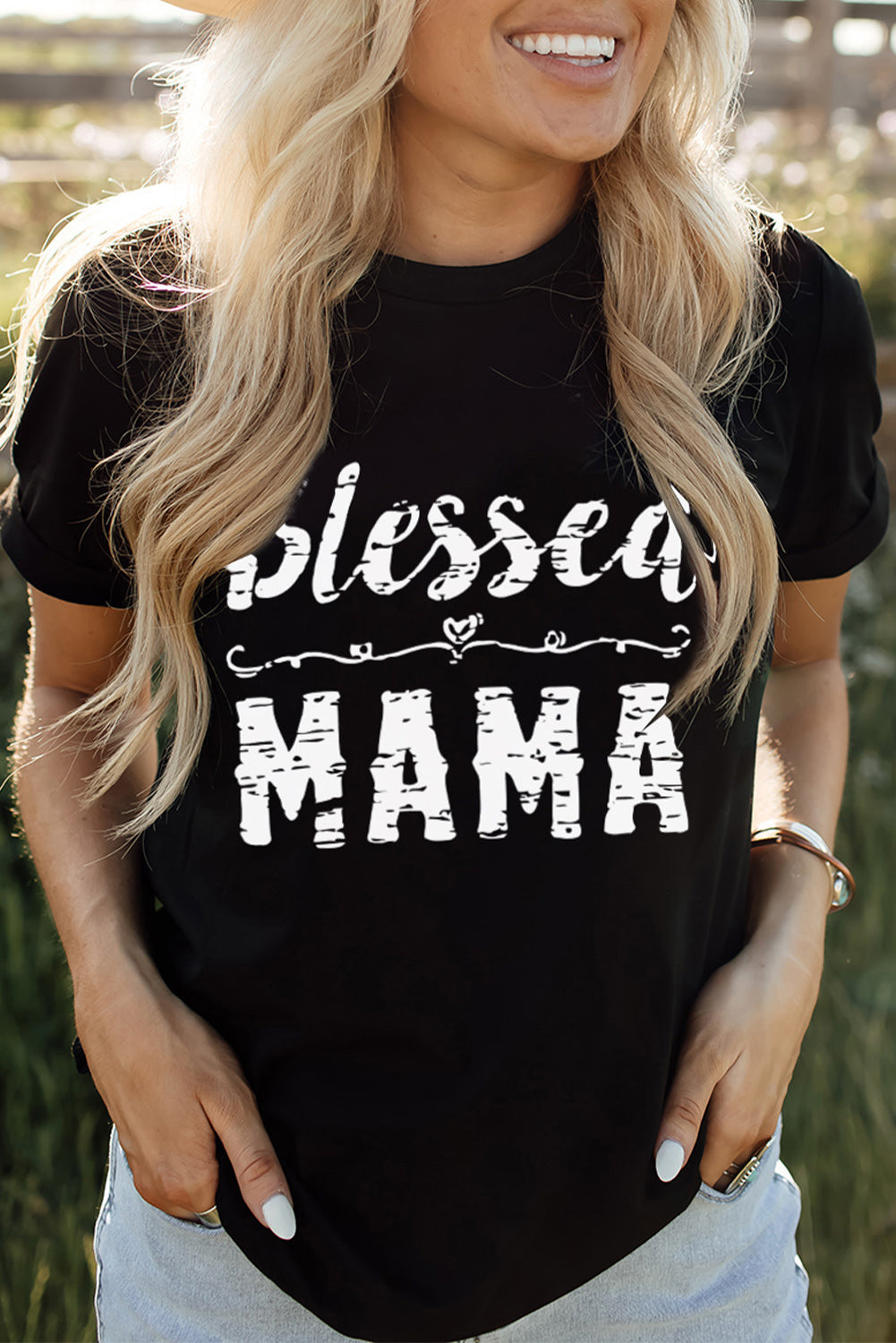BLACK - BLESSED MAMA Graphic Tee - womens t-shirt at TFC&H Co.
