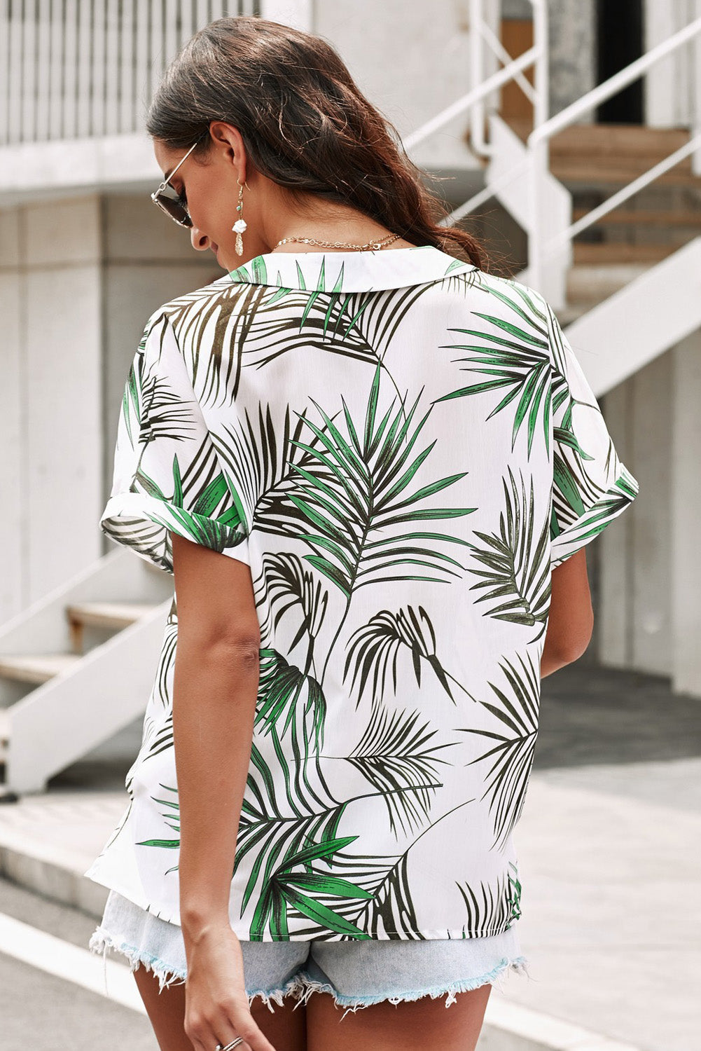 - Botanical Print Button Front Lapel Collar Shirt - 2 styles - womens button-up shirt at TFC&H Co.