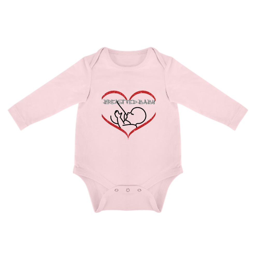 Pink - Breastfed Baby Long Sleeve Onesie - 5 colors - infant onesie at TFC&H Co.