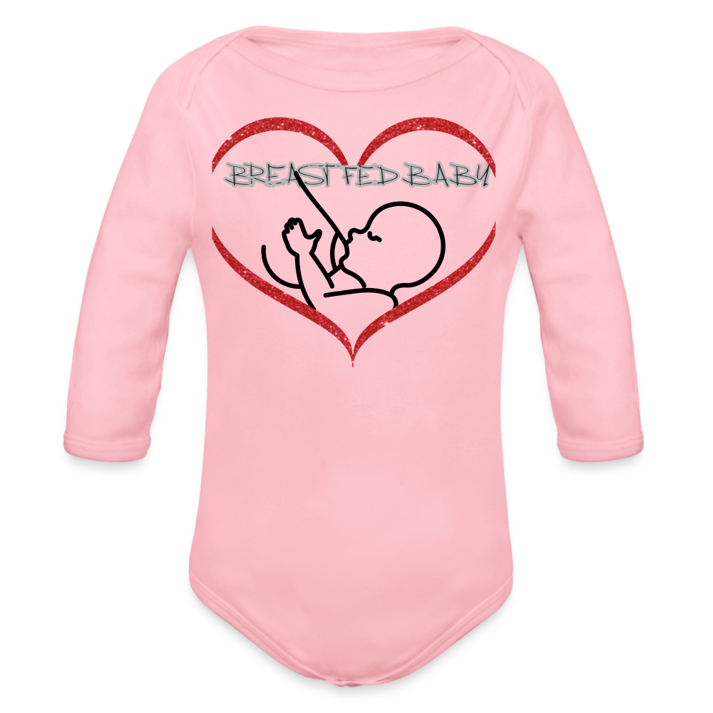 Light pink - Breastfed Baby Organic Long Sleeve Baby Bodysuit - 9 colors - infant onesie at TFC&H Co.