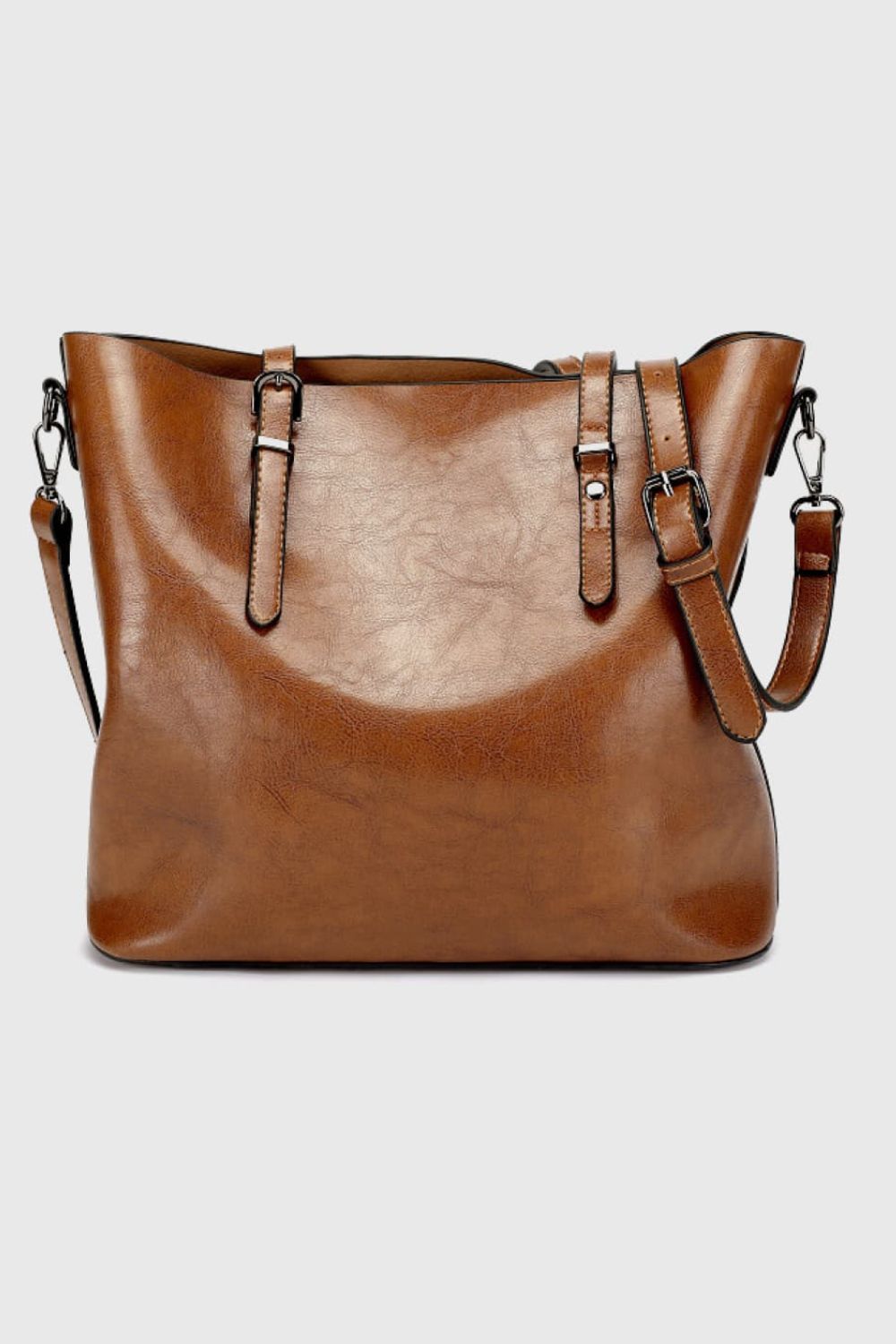 - Brown PU Leather Tote Bag - handbag at TFC&H Co.