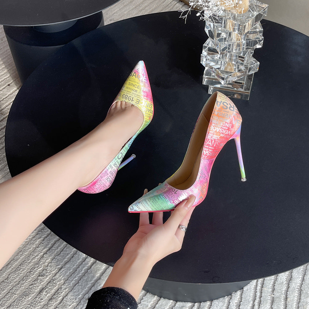 - Women's Shallow Mouth Colorful Pointed Toe Stiletto High Heels - womens heels at TFC&H Co.