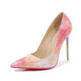 Peach - Women's Shallow Mouth Colorful Pointed Toe Stiletto High Heels - womens heels at TFC&H Co.