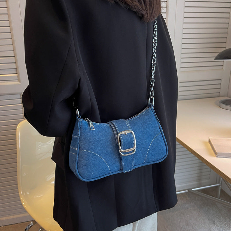 - Denim Chain Women's Shoulder Bag - handbags at TFC&H Co.