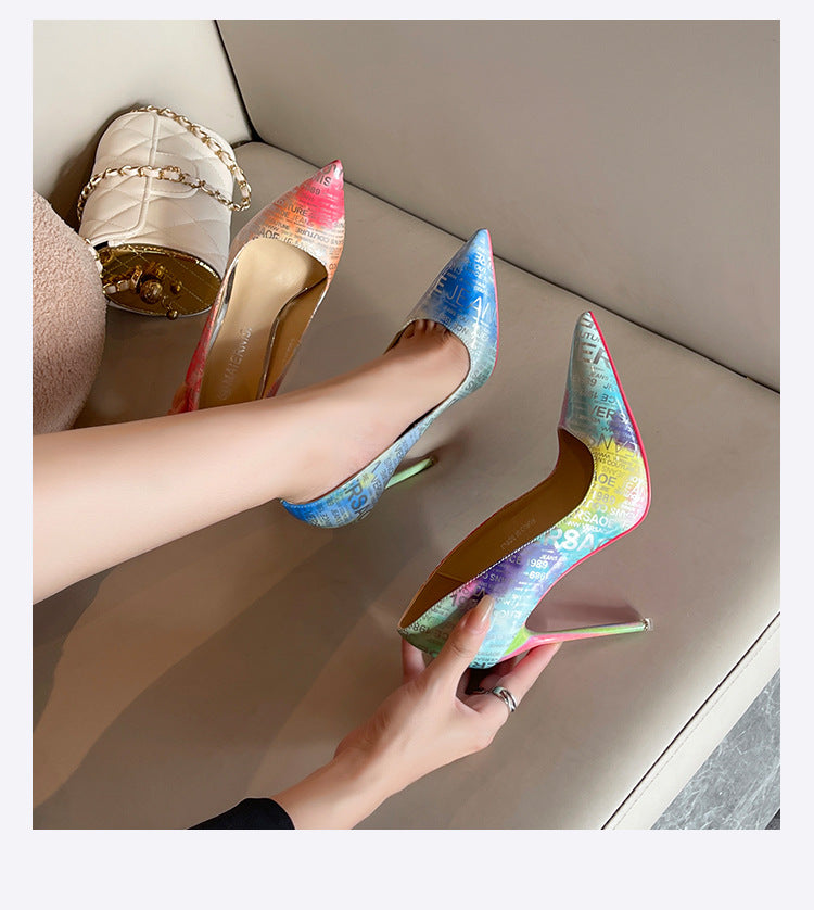 - Women's Shallow Mouth Colorful Pointed Toe Stiletto High Heels - womens heels at TFC&H Co.