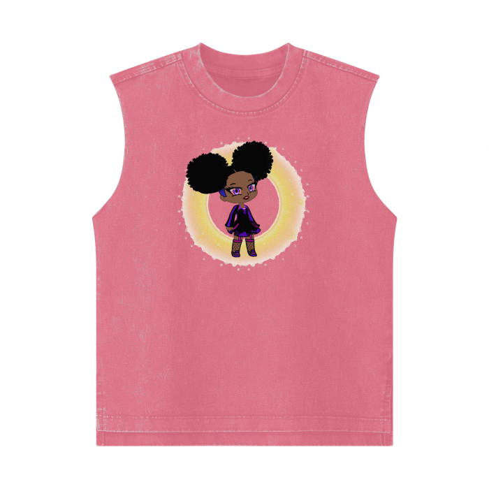 - Fro-Puff Streetwear Heavyweight 285G Washed Girl's 100% Cotton Tank Top - girls tank top at TFC&H Co.