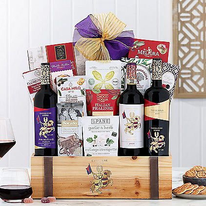 - Cavaliere D'oro Italian Trio: Wine Gift Basket - Gift basket at TFC&H Co.