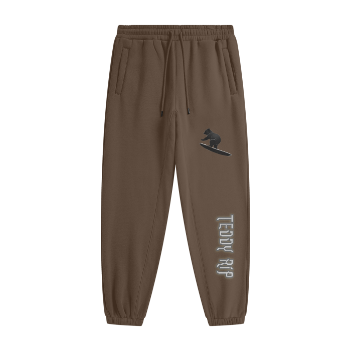 Dark Brown - Teddy Rip Streetwear Unisex Fleece Joggers - unisex joggers at TFC&H Co.
