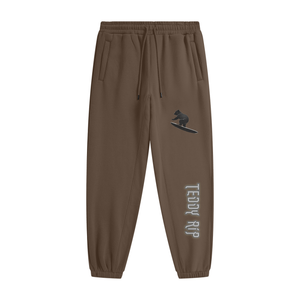 Dark Brown - Teddy Rip Streetwear Unisex Fleece Joggers - unisex joggers at TFC&H Co.