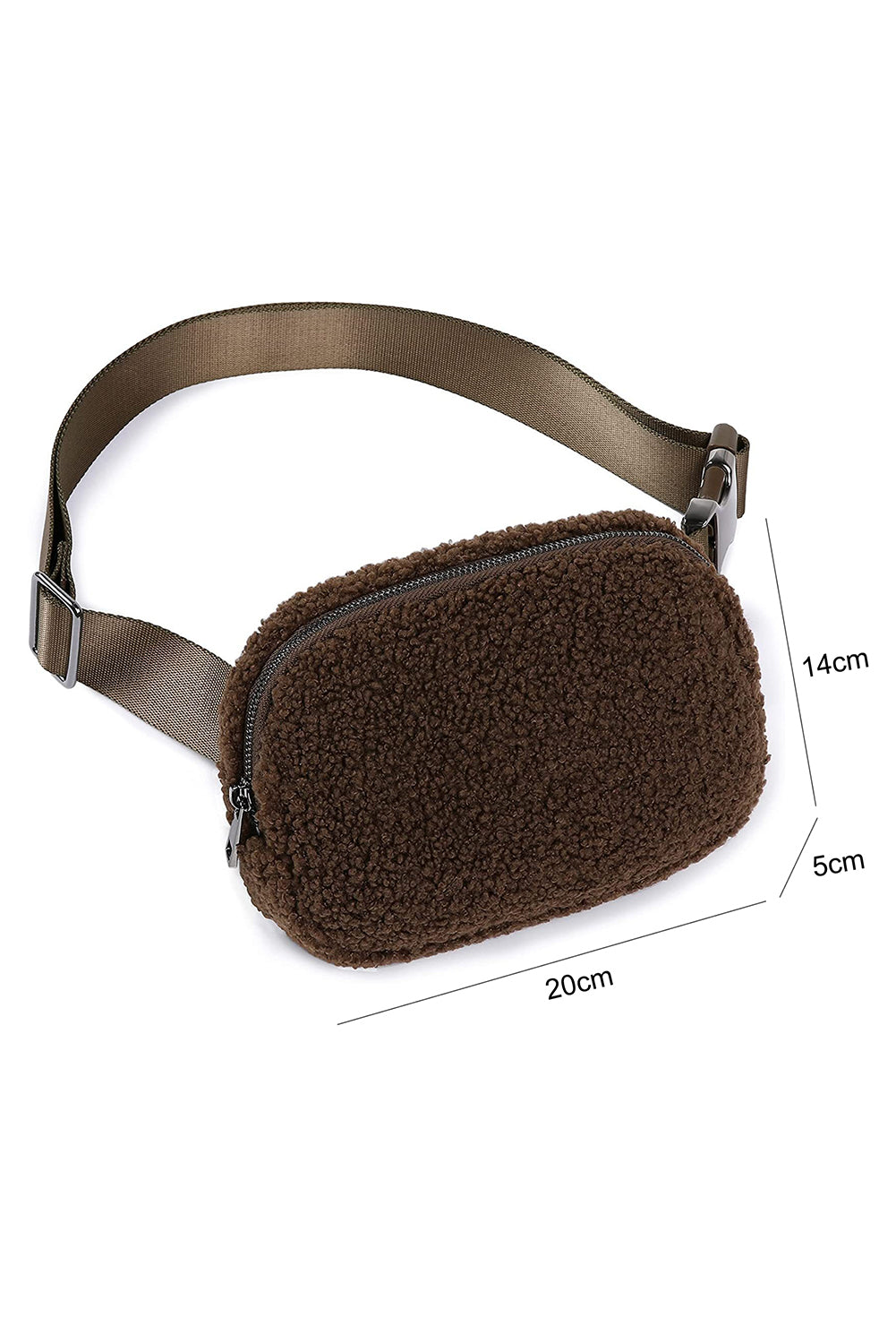 - Coffee Sherpa Adjustable Strap Crossbody Bag - handbag at TFC&H Co.