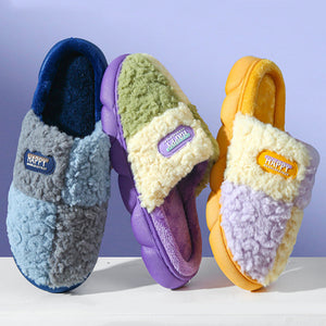 - Color Block Warm Plush Cotton Slippers for Women - 5 colors - womens slippers at TFC&H Co.