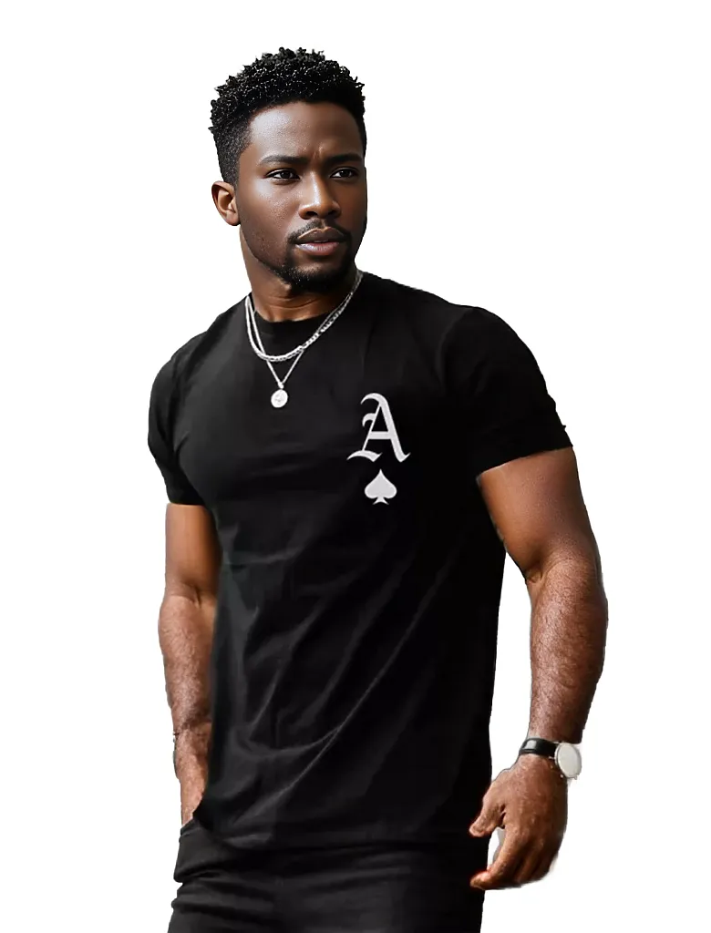 - Men Fashion Casual Ace of Spades Short Sleeve Round Neck T-Shirt - mens t-shirt at TFC&H Co.