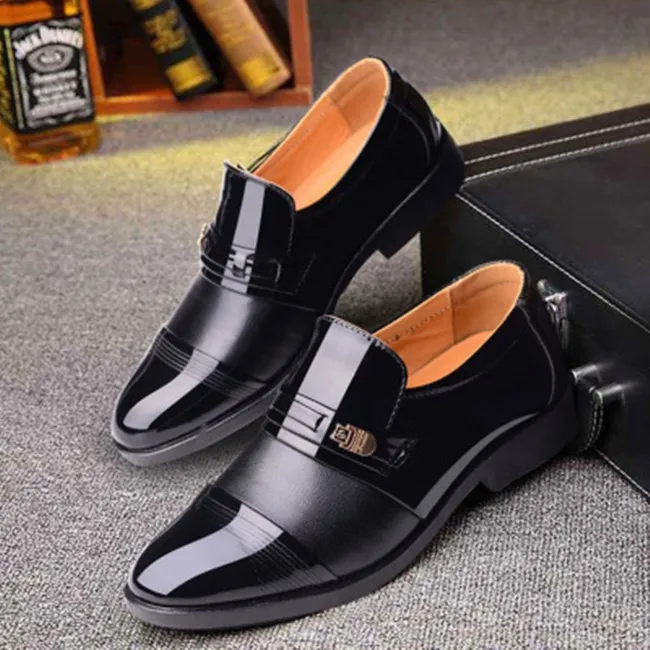 Black Fleece-Lined - Fashion Low Cut PU Men's Leather Shoes - mens dress shoes at TFC&H Co.