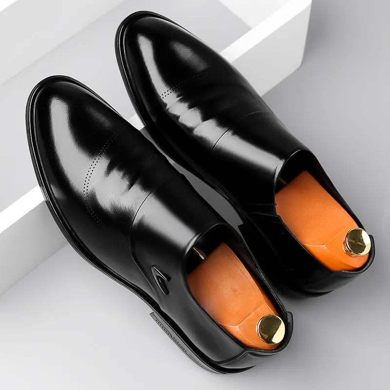 - Fashion Business Pointed-Toe Men's Slip On Leather Shoes - mens slip ons at TFC&H Co.