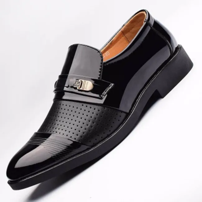 Black Hollow Out - Fashion Low Cut PU Men's Leather Shoes - mens dress shoes at TFC&H Co.